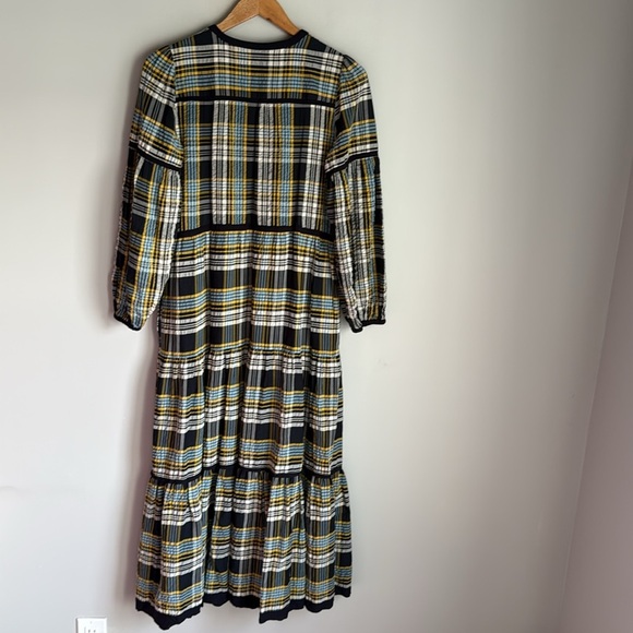 Cefinn Katie Organic Cotton Seersucker Maxi Dress - Navy Yellow 6 - Picture 6 of 13